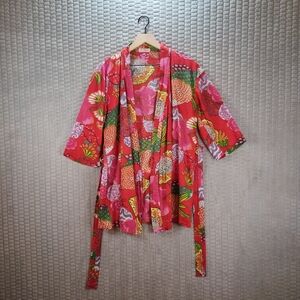 Floral Red Kimono Top